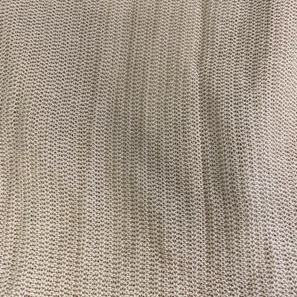 Talbots Linen Open Cardigan Long Sleeve Sweater Pockets Tan Cream Office Medium - Picture 14 of 15